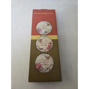 Linx Inspirational Plates Set of 3 with Rack Floral Bird Family Blessing Decor